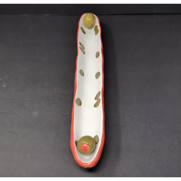 Bella Casa By Ganz Olive Boat Tray Server Ceramic Dish Appetizer Charcuterie - Picture 5 of 12